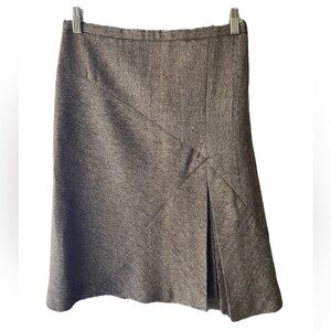 Vintage David N. Wool‎ Midi Skirt with Metallic Threads and Layered Split